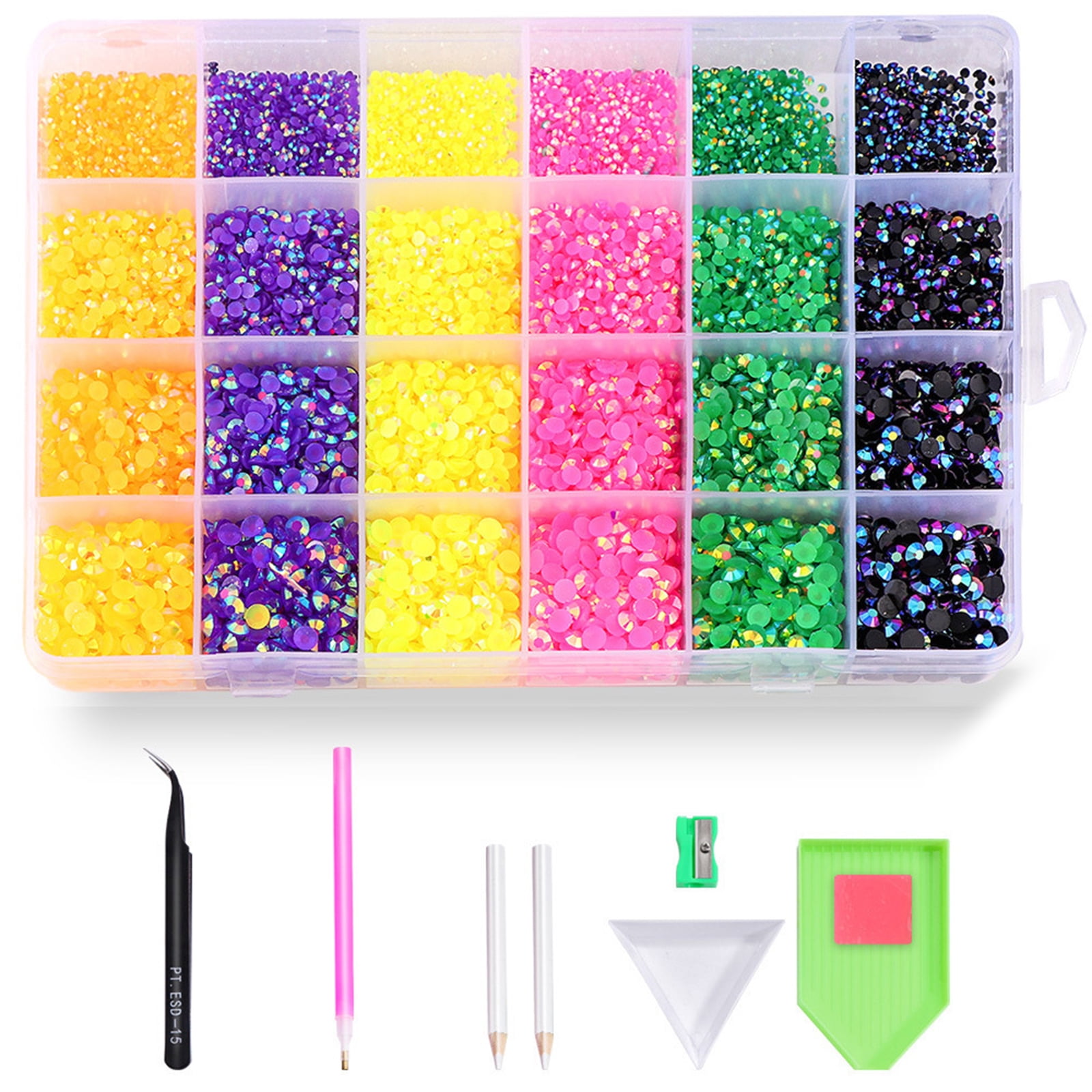ROZYARD 20000pcs/Box 3mm AB Clear Resin Rhinestones Nail Art Crystal Kit With Glue