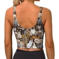 thumbnail image 4 of Goofa Cut Cats Printed Sports Bras for Women, High Impact Running Bra Workout Crop Tank Tops Longline Sports Bra Push up-X-Large, 4 of 9