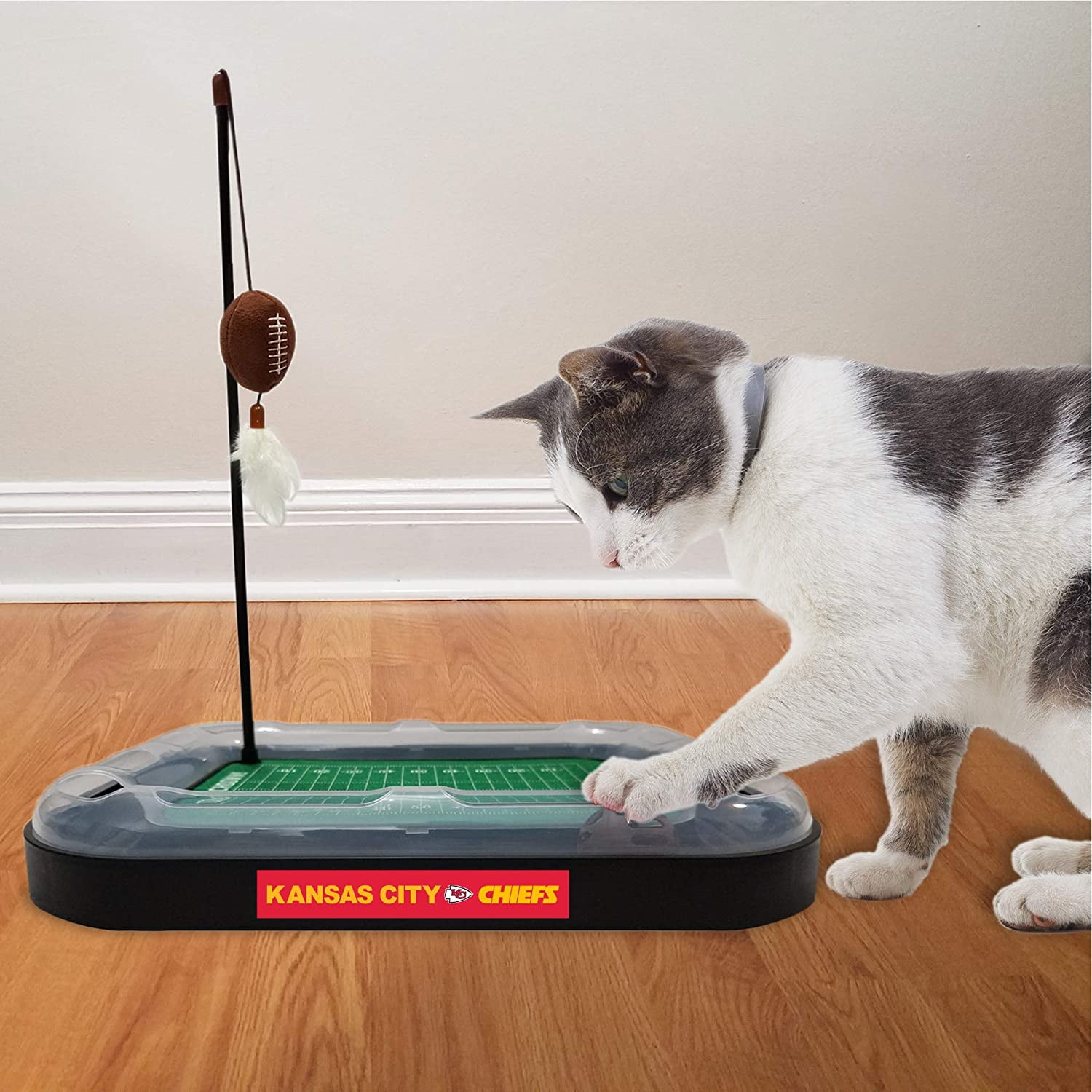 NFL Kansas City Chiefs CAT Scratcher Toy with Catnip Plush & Feather Cat and Kitty Toy