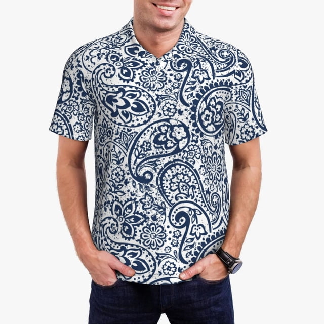 Balery Paisley4 Camisa Polo de Hombre con Estampado, de Manga Corta y Tejido Medio, Camisa Tipo Golf Polo-4X-Large