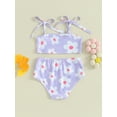 thumbnail image 4 of Suealasg Toddler Baby Girls 2Pcs Bikinis Swimsuits Kids Girls Floral Print Camisole and Elastic Shorts Set Bathing Suit Little Girls Summer Swimwear Beachwear, 4 of 9