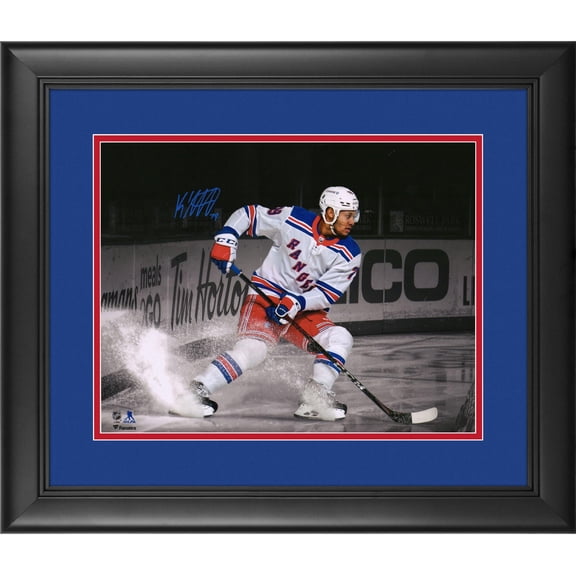 K'Andre Miller New York Rangers Framed Autographed 11" x 14" White Jersey Spotlight Photograph - Limited Edition of 79 - Fanatics Authentic Certified