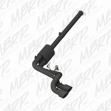 09-14 Ford F150 Pre-Axle 4.5in OD Tips Dual Outlet 3in Black Coated Cat Back Exhaust MBRP S5261BLK