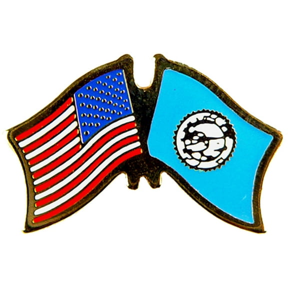 USA & SOUTH DAKOTA Cross Friendship Flags Pin - Officially Licensed, Enamel Lapel Pin - 1.125"