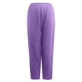 thumbnail image 4 of QLEICOM Womens Slacks Women's Relaxed Fit Straight Leg Pants Fashion Summer Loose Cotton And Linen Pocket Solid Trousers Pants Work Cargo Casual Pants Wide Leg Pants Relaxed Fit Trousers Purple L, 4 of 5