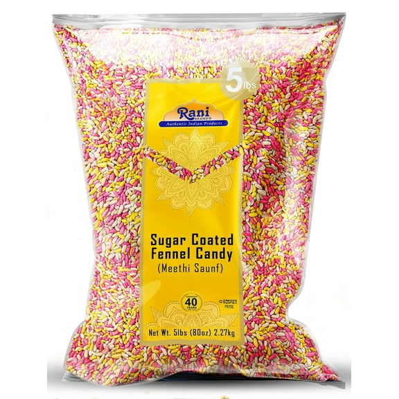 Rani Sugar Coated Fennel Candy 80oz (5lbs) 2.27kg Bulk ~ Indian After Meal Digestive Treat | Vegan | Gluten Friendly | NON-GMO | Kosher | Indian Origin