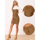 thumbnail image 3 of Vestido de Gamuza Sintética para Mujer Mini Vestido de Tubo sin Tirantes con Decoración de Cordones Vestido de Cintura Alta marrón S, 3 of 5