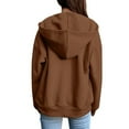 thumbnail image 4 of WTOBBY Women's Raglan Sleeve Hooded Jacket Long Sleeve Solid Color Zip Up Casual Sweatshirt Athletic Fit Fleece Outerwear with Side Pockets for Sports Street Style,Brown L, 4 of 5