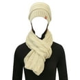 thumbnail image 4 of Wrapables Winter Warm Chunky Cable Knit Infinity Scarf and Beanie Set, Beige, 4 of 7