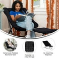 thumbnail image 3 of Emma + Oliver Oversized Faux Fur Folding Saucer Chair with Ottoman for Dorm, Bedroom, Black Faux Fur/Black Frame, 3 of 14