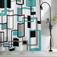 thumbnail image 2 of Modern Geometric Abstract Fabric Shower Curtain Mid Century Teal Washable Shower Curtains for Bathroom, Waterproof Bath Curtain with Hooks Home Decor 72x72in, 2 of 8