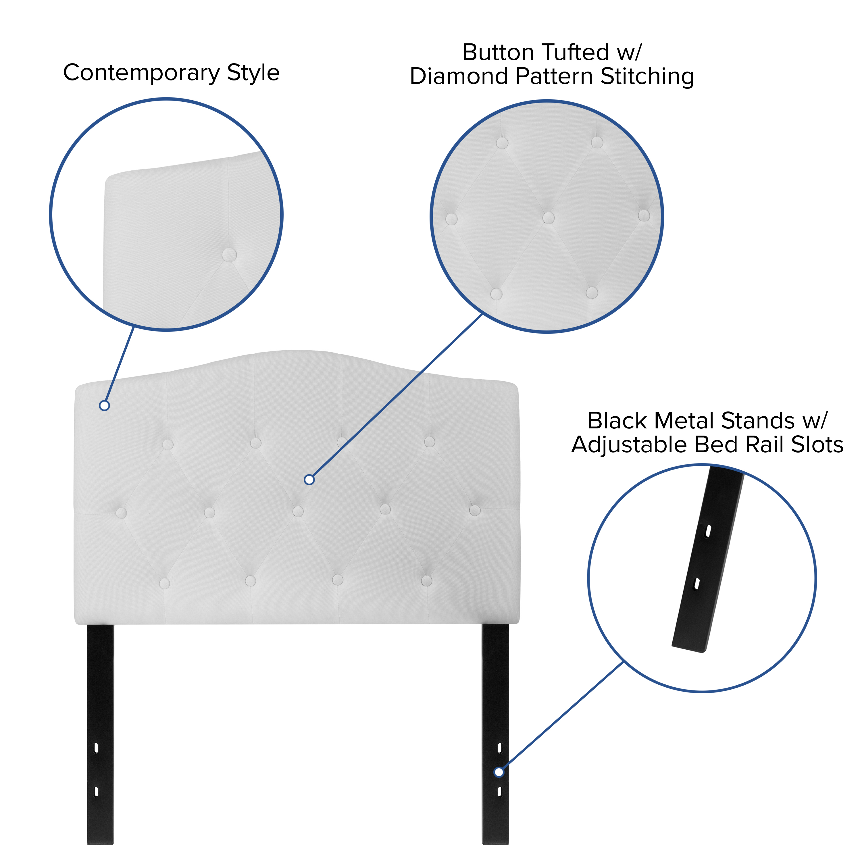 Flash Furniture Cambridge Tufted Upholstered Twin Size Headboard in White Fabric