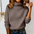 thumbnail image 2 of Comdrip Chandails Confortables pour Femmes Chandails Surdimensionnés Confortables en Tricot Col Rond Automne Chandail Tendance Tenues d'Automne Chandail Col Roulé Femmes, Marron G, 2 of 5