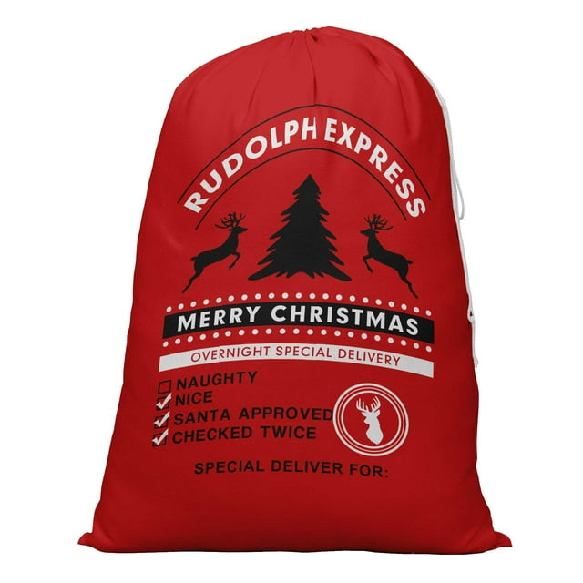 Printtoo Pack Of 2 Pcs Xmas Presents Storage Bags Large Santa Gift Sack With Drawstring Christmas Party Favor 27x20 Inch