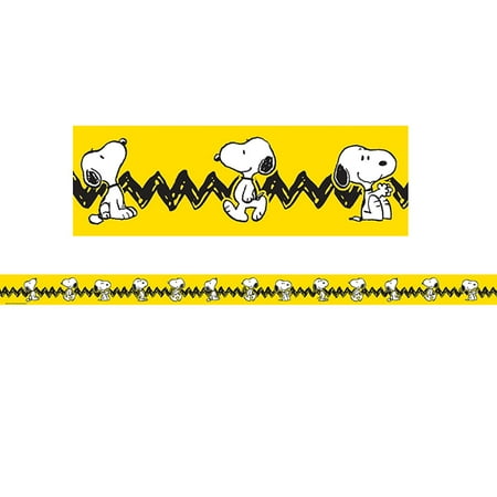 UPC: 0073168438657 | Eureka 2.25  x 37  Peanuts Yellow with Snoopy Deco Trim 12 Pack (EU-845253)