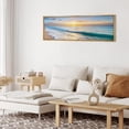 thumbnail image 2 of IDEA4WALL Extra Large Framed Canvas Print Wall Art Tropical Beach Sunrise Ocean Waves Landscape Nature Scenery Antique Retro Fine Art Seaside Decorative for Home Decoration - 60"x20", 2 of 5
