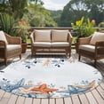thumbnail image 4 of Orange Blue Starfish Coastal Round Area Rug 8Ft Washable Large Circle Rugs for Living Room Dorm, Summer Beach Eucalyptus Non-Slip Carpet Floor Mats Indoor Outdoor Carpet Runner Aesthetic Home Decor, 4 of 8