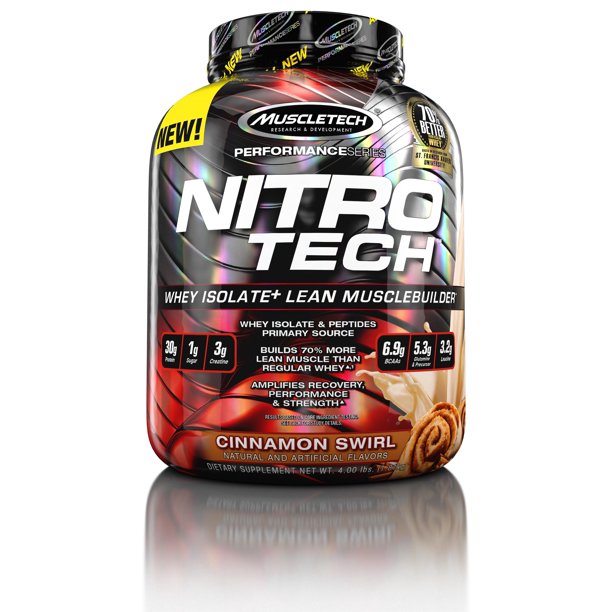 MuscleTech Nitro Tech Protein Powder, Cinnamon Swirl, 4 Lb