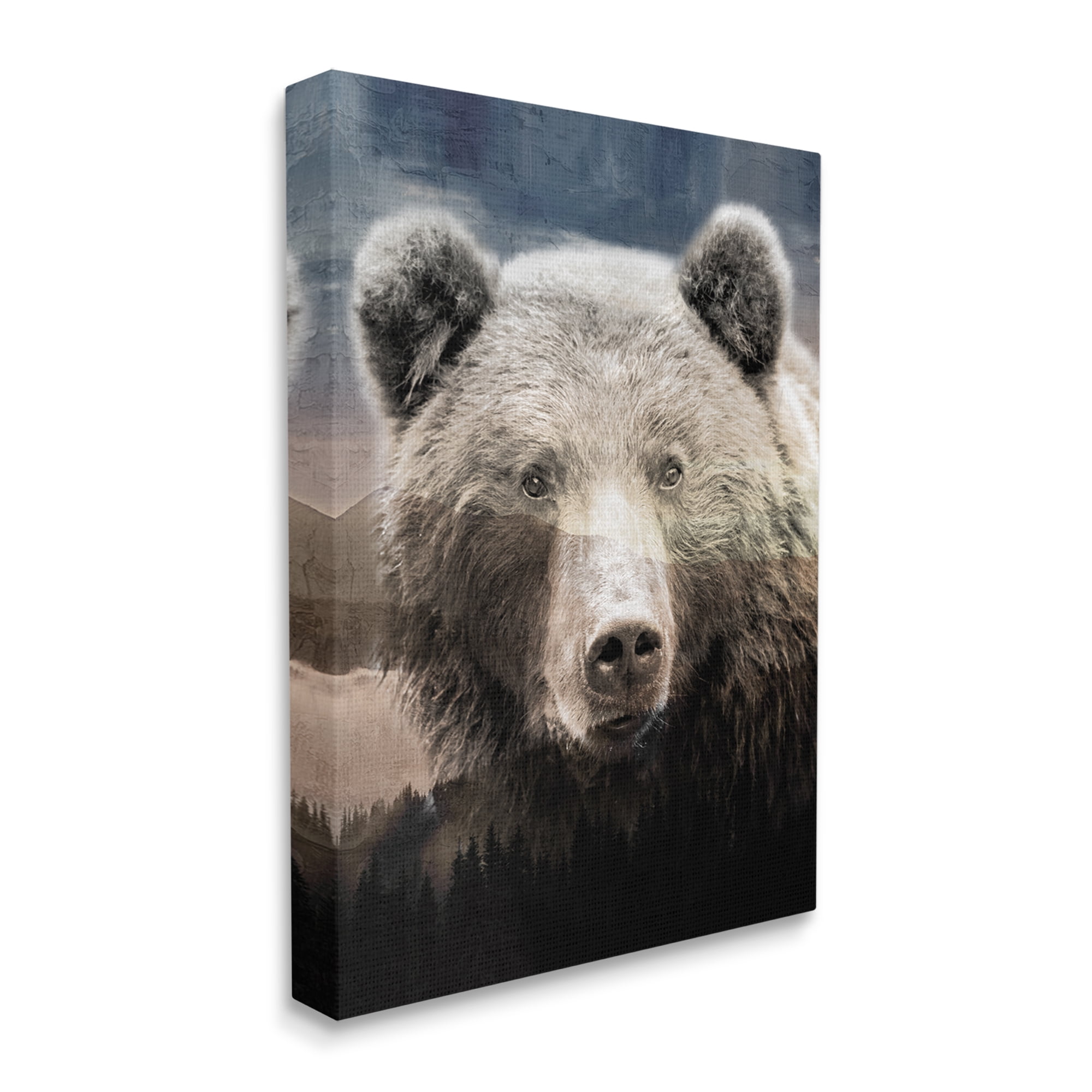 Stupell Industries Grizzly Bear Face Portrait Animals & Insects Painting Gallery Wrapped Canvas Art Print Wall Art, 30 x 40