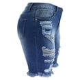 thumbnail image 4 of Ladies' Summer Street Fringe High Stretch Straight Leg Mid Waist Five Quarter Pants With Ripped Jeans, 4 of 9