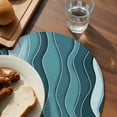 thumbnail image 3 of Abstract Turquoise Moire Round 13 Inch Placemats Set of 8, Gradient Coastal Ocean Geometric HeatResistant Non Slip Place Mats for Dining Table, Wipeable Braided Kitchen Table Mats for Housewarming, 3 of 9