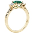 thumbnail image 3 of PEORA 14K Yellow Gold Oval Created Emerald and Lab Grown Diamond 3 Stone Trellis Ring, 1.30 Carats total, Size 9.5, 3 of 5