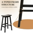 thumbnail image 5 of CL.HPAHKL Kitchen Bar Stools Set of 2, 30 Inch Counter Height Stools Backless Barstools with Footrest Countertop Solid Wooden Saddle Seats for Breakfast Bar, Kitchen Island, Party Room, Black, 5 of 11