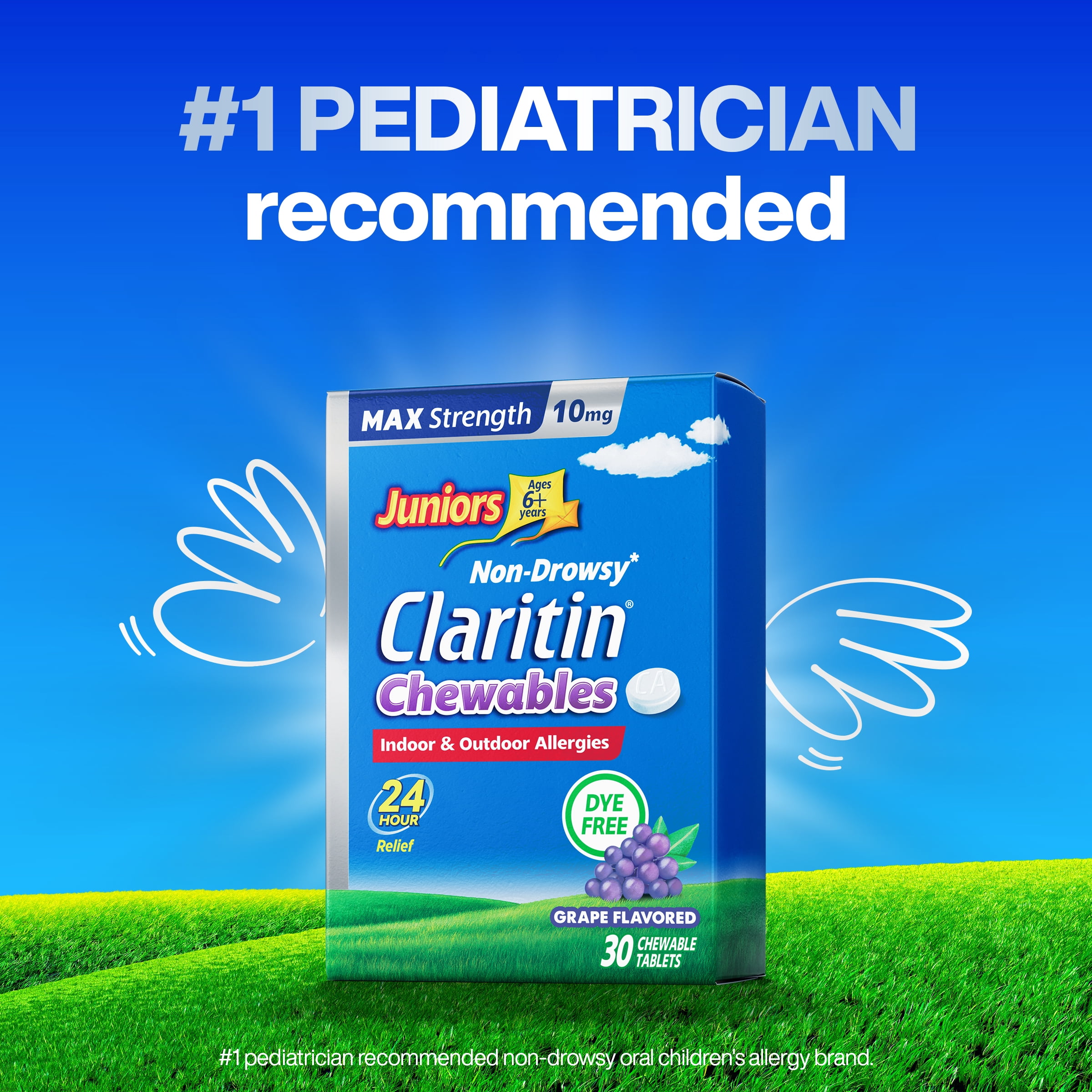 CLARITIN Juniors Max Strength 24hr. Chewable 10mg. Grape 30ct