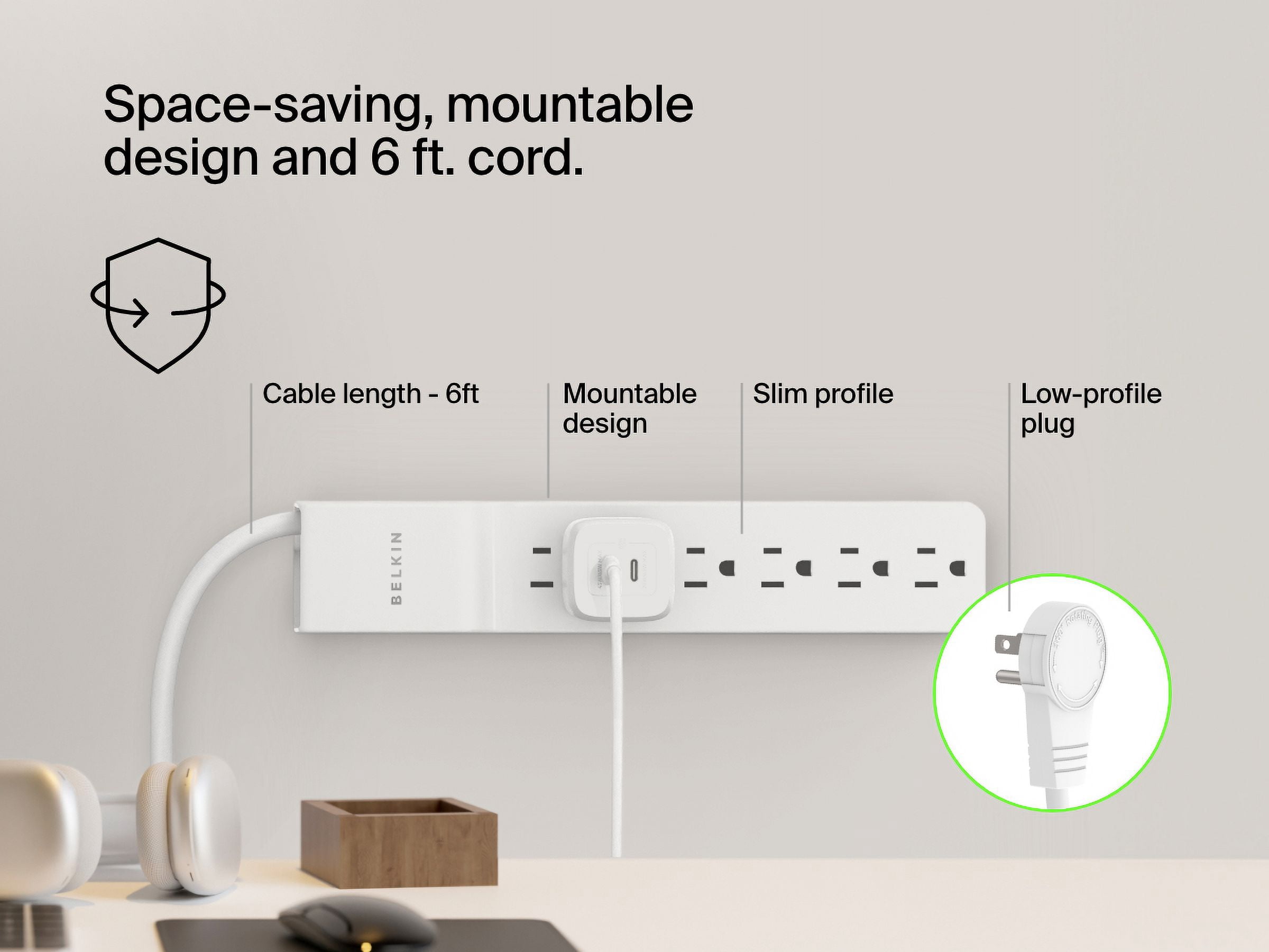 Belkin 6 Outlet Home and Office Power Strip Surge Protector with 6ft Power Cord - 6 pack - 1080 Joules