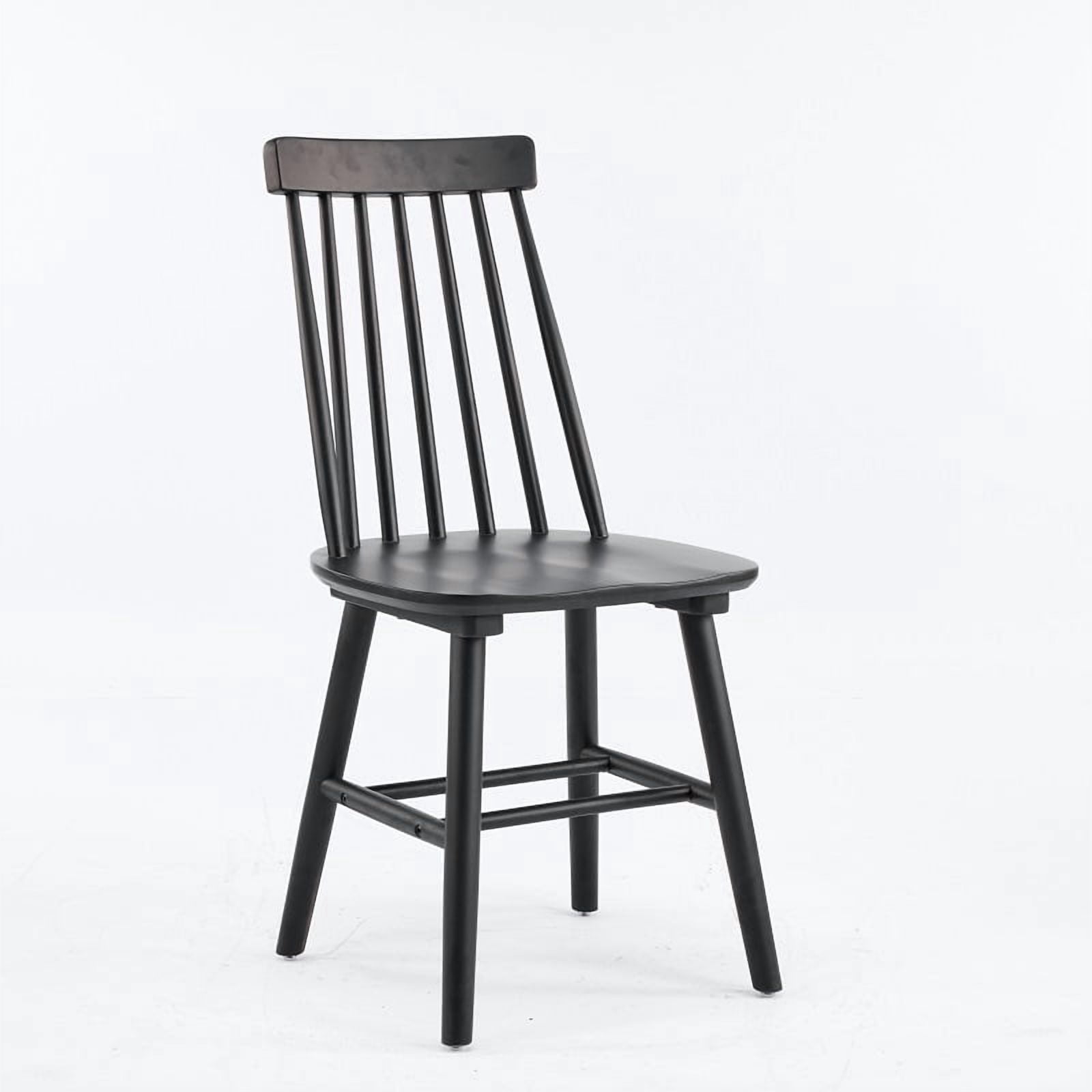 Farmhouse Solid Wood Windsor Dining Chairs, Set of 4, Spindle Back Side Chairs, Black