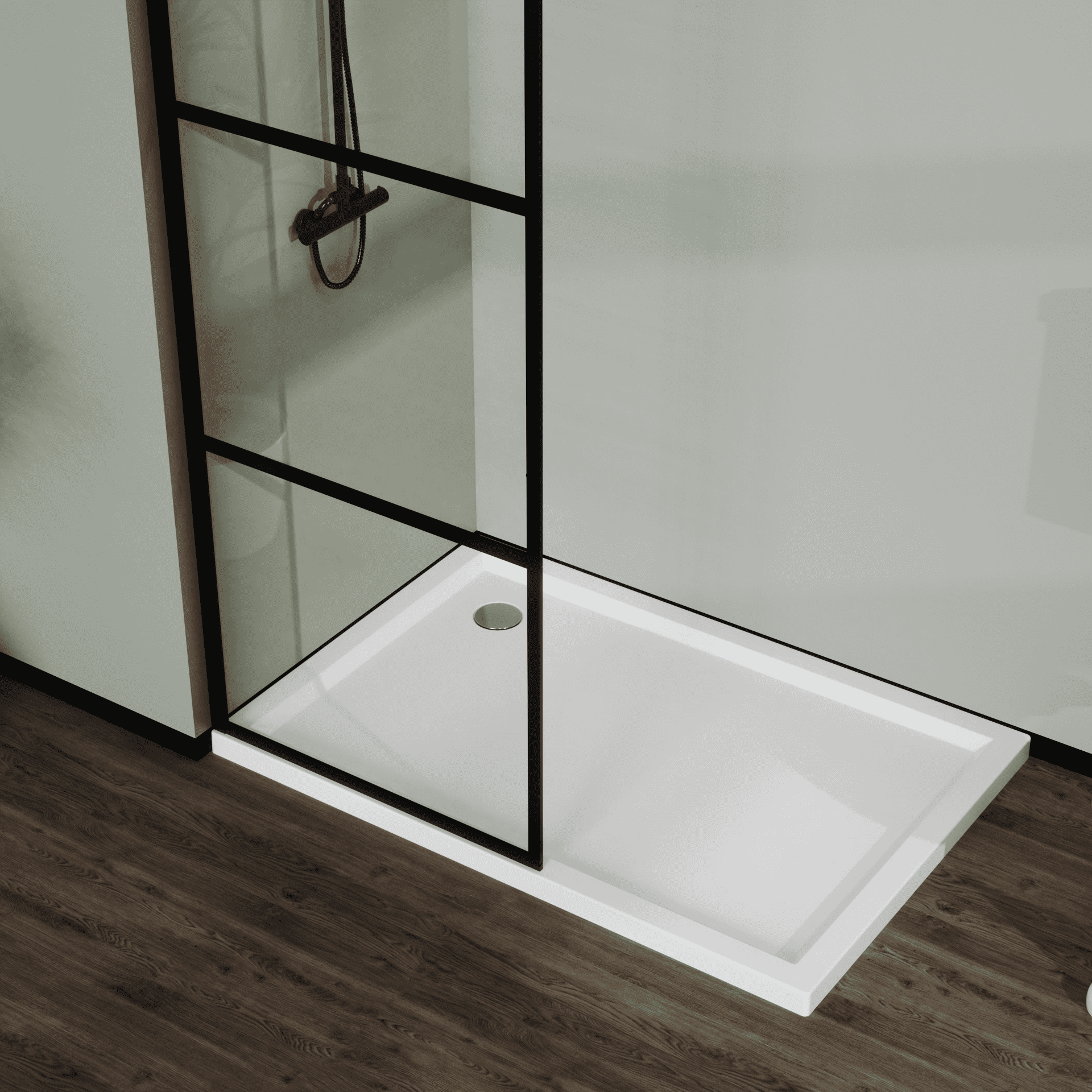 Kselythan 34" Walk-in Shower Glass Panel Doorless Framed Shower Screen,Shower Screen, Glass Shower Wall,0.2" Thick Clear Tempered Glass,3 Panel Type Shower Wall Bathroom Accessories,Black