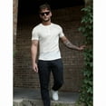 thumbnail image 7 of Ambiloof Men's Ribbed Slim Fit Muscle Henley Shirt Fitted Cotton Short Sleeve Casual Summer T Shirt White/2XL, 7 of 7