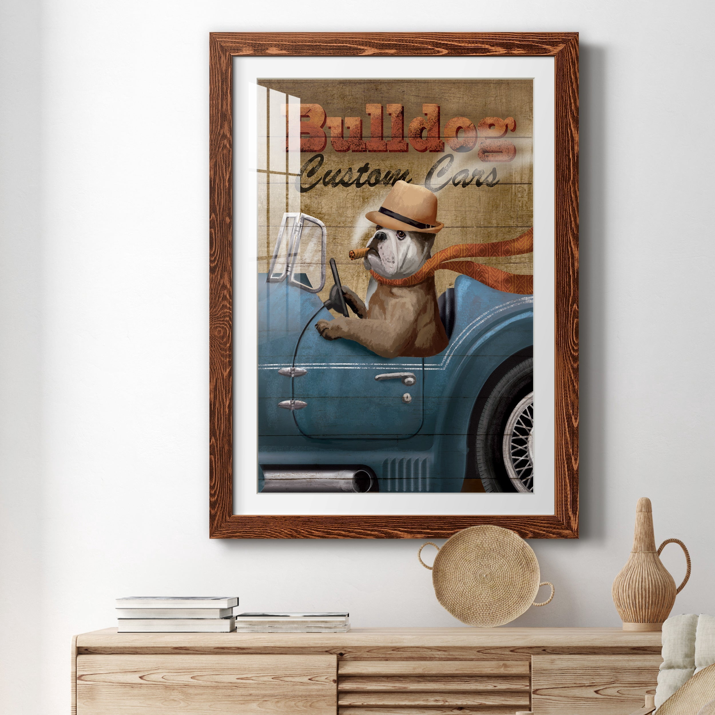 Bulldog Custom Cars - Premium Framed Print - Distressed Barnwood Frame - Ready to Hang