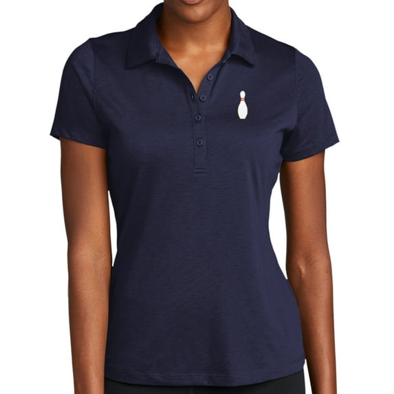 Women's Single Bowling Pin Moisture-Wicking Performance Polo Shirt, 2XL True Navy