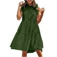thumbnail image 1 of LOVZFMLL Robes d'Été pour Femmes Couleur Unie Mode Décontractée Col Montant Sans Manches Robe Col Rond, 1 of 4