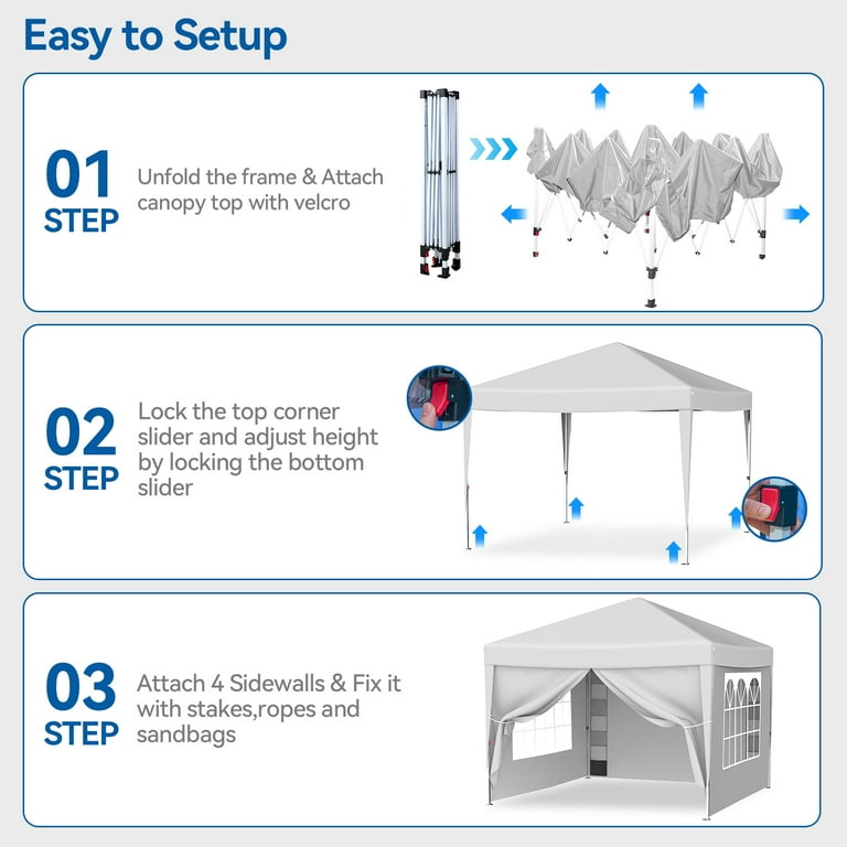 VECUKTY 10x10ft Easy Pop Up Canopy Tent with Zip Sidewalls VECUKTY 10x10ft Easy Pop Up Canopy Tent with Zip Sidewalls