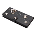 thumbnail image 3 of Leather For Samsung Galaxy S25 Edge 5G Case Double Layered Heart-shaped Flower Flip Wallet Leather Case, Card Holder Magnetic Closure  Phone Cases Cover With Hand Strap,Black, 3 of 8