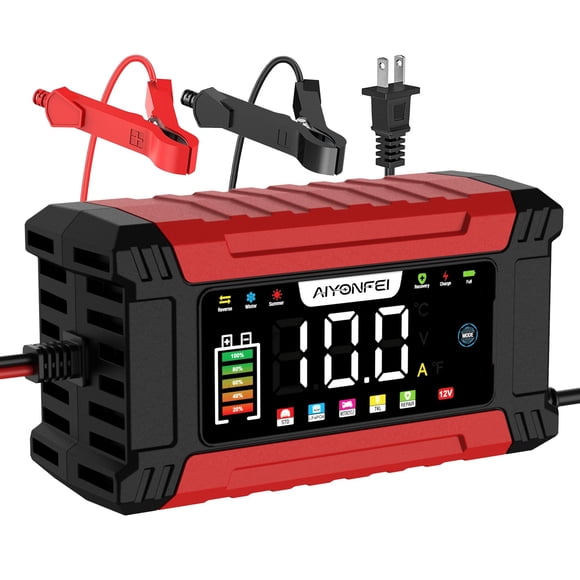 Cargador de batería AIYONFEI 12V 10A con pantalla LED inteligente