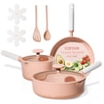 thumbnail image 1 of Batería de cocina CAROTE de 9 piezas, cerámica antiadherente rosa, 1 of 7