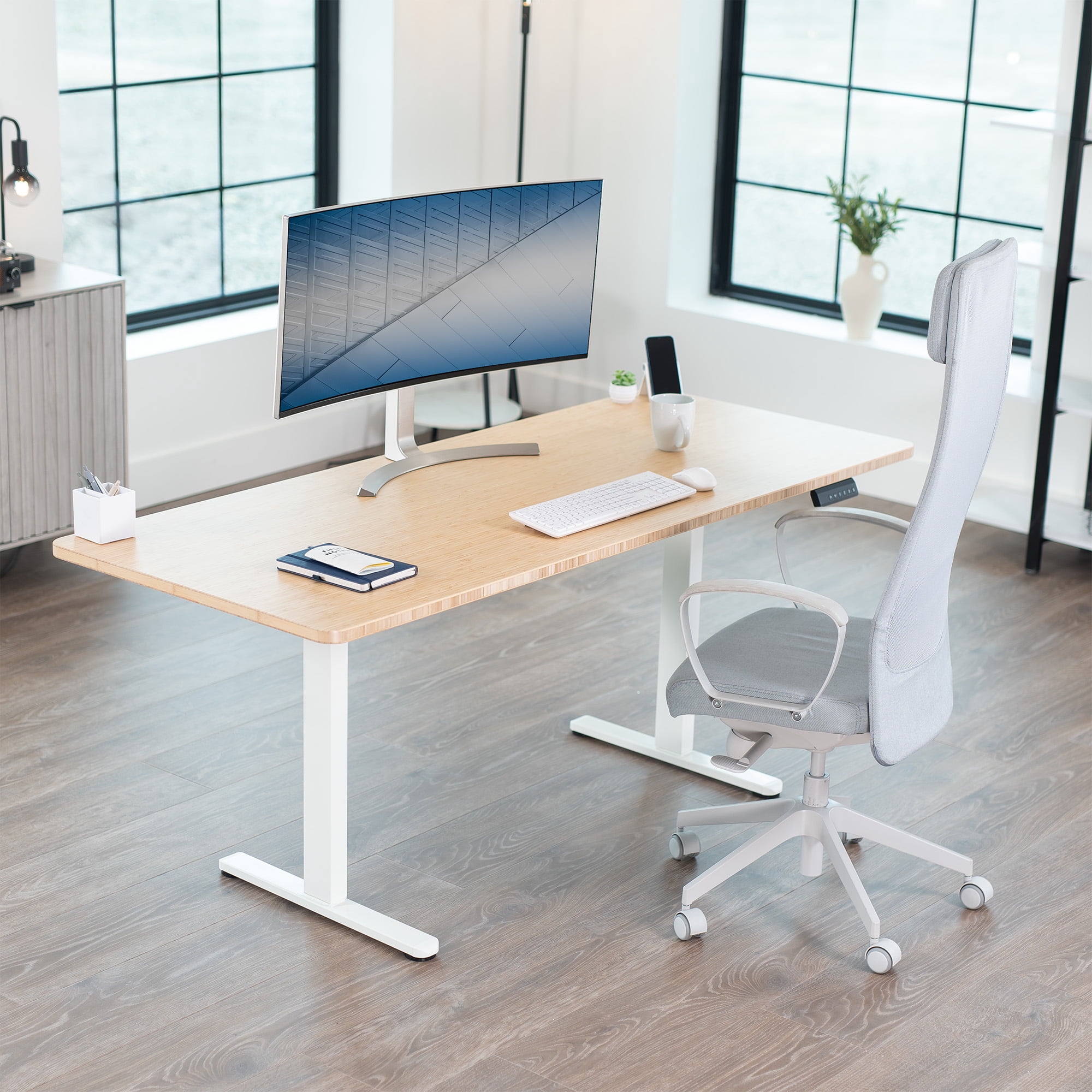 VIVO White Electric Dual Motor Standing Desk Frame, Height Adjustable Legs