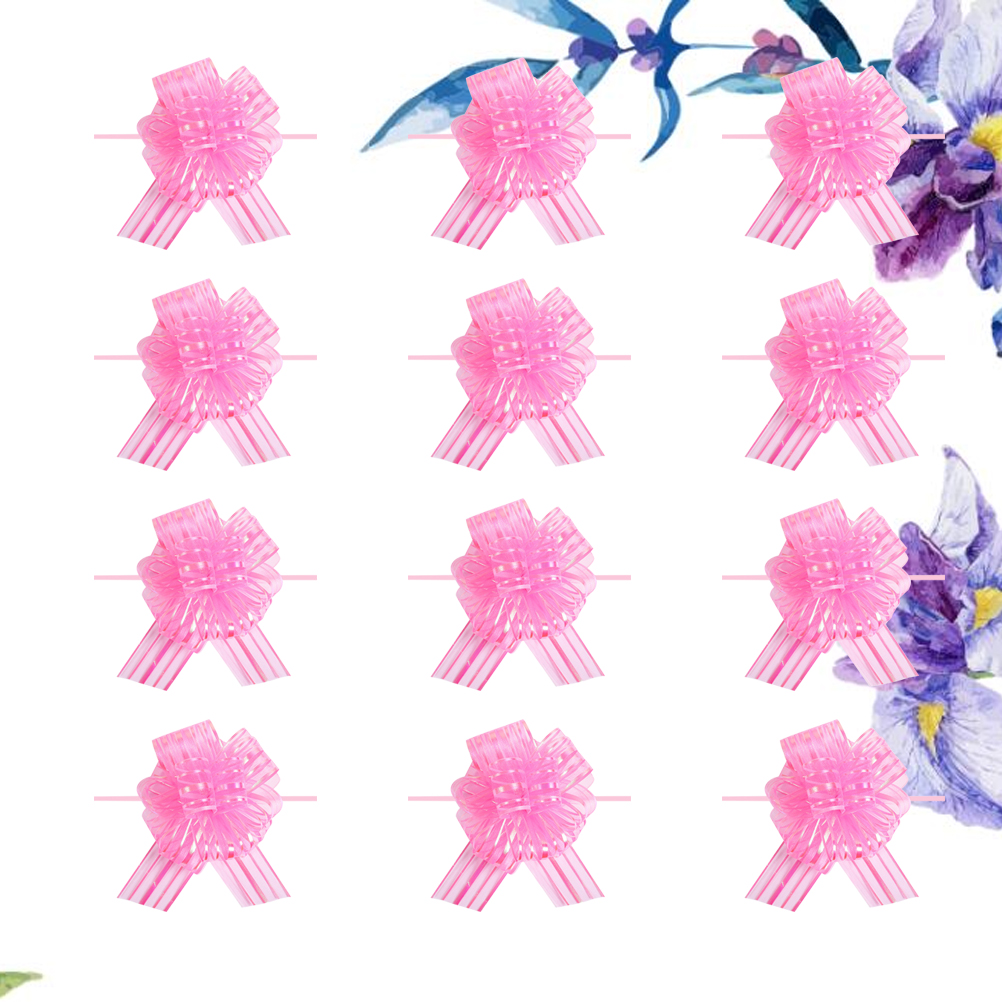 Masteelf Durable Pink Plastic Wedding Gift Pull Bows for Decoration 12pcs Perfect for Parties and Events