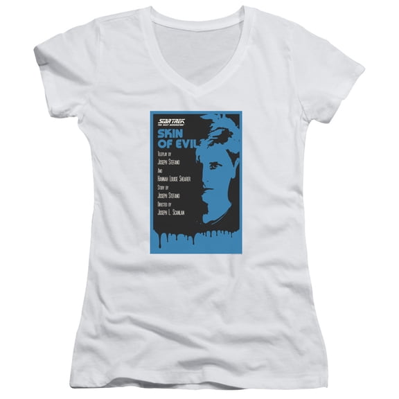 Star Trek Tng Season 1 Episode 23 Junior Women's V-Neck T-Shirt White