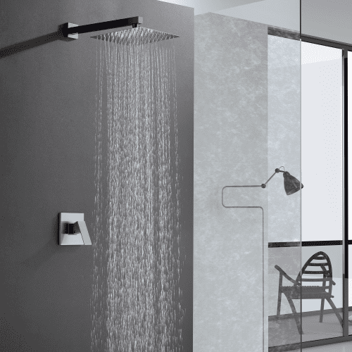 Home Bathroom Square Fixed Shower Head with High Pressure, Unique Design  Wall Mounted Brass Rainfall Shower Head System Luxury Rain Mixer Shower  Set, 