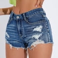thumbnail image 4 of UDAUDU Women's Shorts Jeans Y2k Summer Vintage Low Rise Ripped Distressed Skinny Cute Mini Denim Shorts Dark Blue XL, 4 of 5