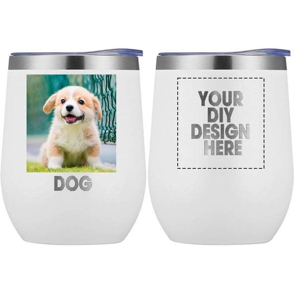 Personalized Custom Tumbler 12oz Stainless Steel Coffee Mug Cup with Lid & Straw Double Wall Insulated Tumbler with Colorful Text Logo Photo