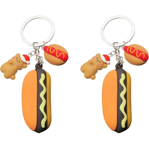 2PCS Hotdog Keychain Bag Charms Keychain Accessories Hotdog Charms Cute Stuff Small Gift for gilr women
