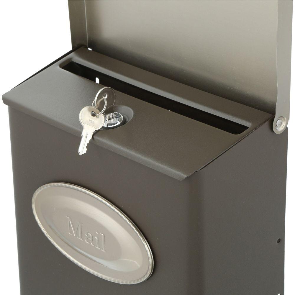 Gibraltar Designer Modern Steel Residential Locking Wall Mount Mailbox, Bronze