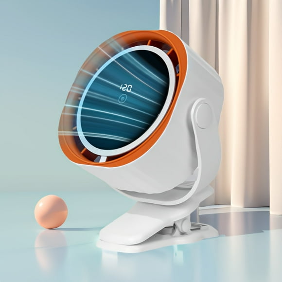 [Quiet Desk Fan] Ultra Quiet 4-Speed Clip-On Desk Fan | 28dB, USB Rechargeable, 10H Runtime, 360° Rotation, HD Digital Display, Durable Clamp Attachment for Home Office, Bedroom, Car, Travel