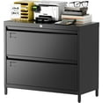 thumbnail image 4 of Metal 2 Drawer Lateral File Cabinet with Lock & Adjustable Feet - Wide Filing Cabinet for Letter/Legal/F4/A4 Hanging Files - Includes Business Card Holder,Home Office School Storage,Black, 4 of 17
