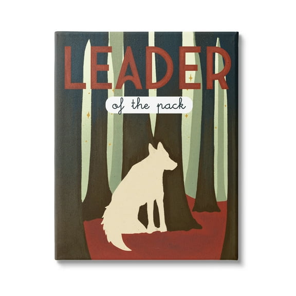 Stupell Industries Leader Of The Pack Wolf Woodland Trees Rustic Kids,16 x 20, Design by Daphne Polselli